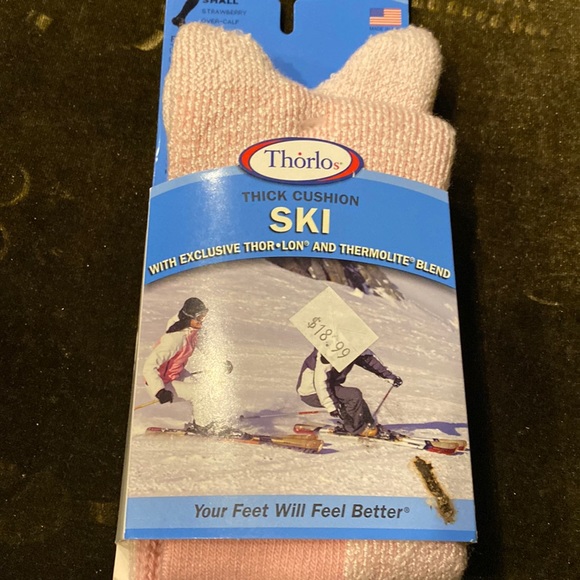 Thorlos Thick cushioned ski socks Over- calf Pink NEW - Picture 1 of 4